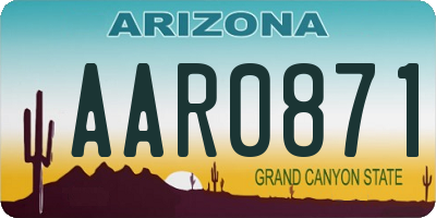 AZ license plate AAR0871