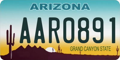 AZ license plate AAR0891