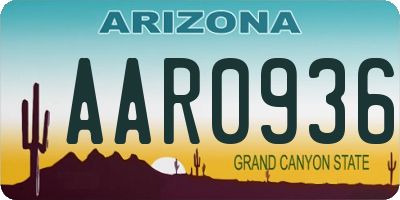 AZ license plate AAR0936