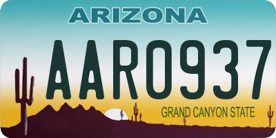AZ license plate AAR0937