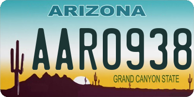 AZ license plate AAR0938