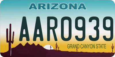 AZ license plate AAR0939