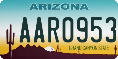 AZ license plate AAR0953