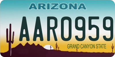 AZ license plate AAR0959