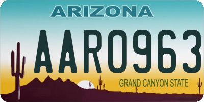 AZ license plate AAR0963