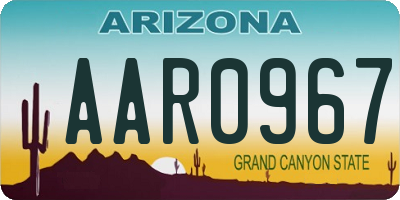 AZ license plate AAR0967