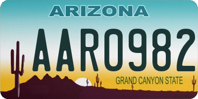 AZ license plate AAR0982
