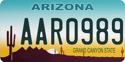 AZ license plate AAR0989