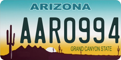 AZ license plate AAR0994