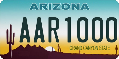 AZ license plate AAR1000