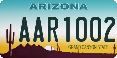 AZ license plate AAR1002