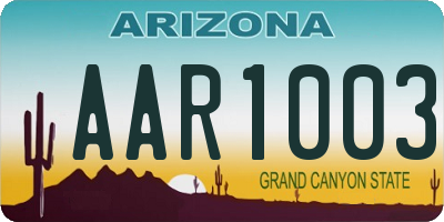 AZ license plate AAR1003