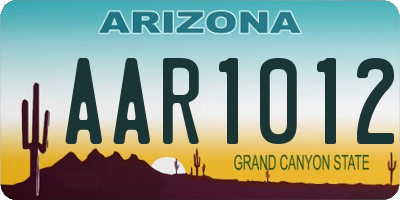 AZ license plate AAR1012