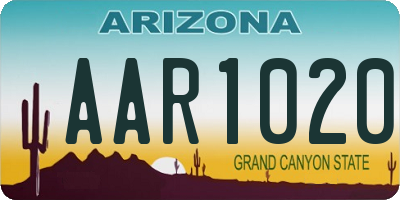 AZ license plate AAR1020