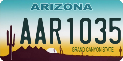 AZ license plate AAR1035