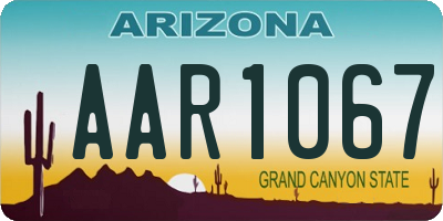 AZ license plate AAR1067