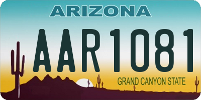 AZ license plate AAR1081