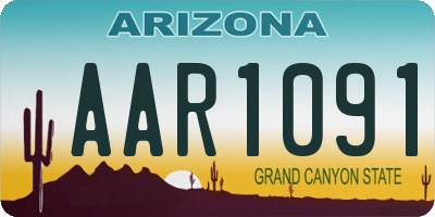 AZ license plate AAR1091