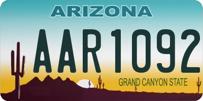 AZ license plate AAR1092