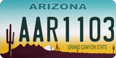 AZ license plate AAR1103