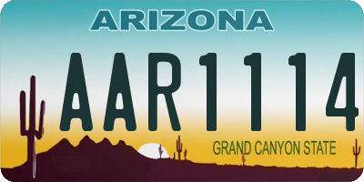 AZ license plate AAR1114