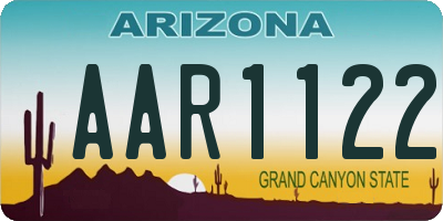 AZ license plate AAR1122