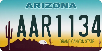 AZ license plate AAR1134