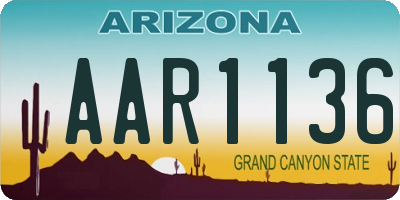 AZ license plate AAR1136