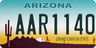 AZ license plate AAR1140