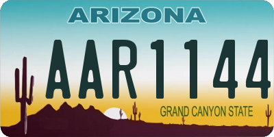 AZ license plate AAR1144