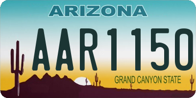 AZ license plate AAR1150