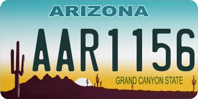 AZ license plate AAR1156