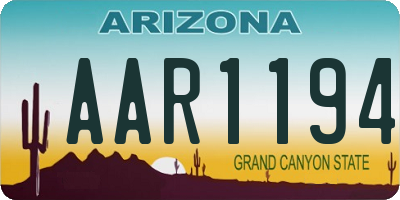 AZ license plate AAR1194