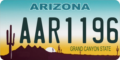 AZ license plate AAR1196