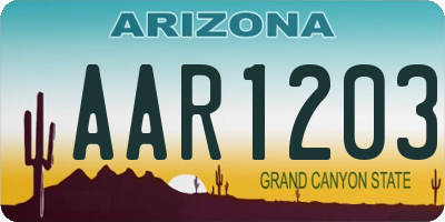 AZ license plate AAR1203
