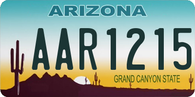 AZ license plate AAR1215