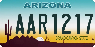 AZ license plate AAR1217