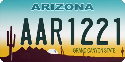 AZ license plate AAR1221