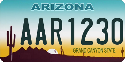 AZ license plate AAR1230