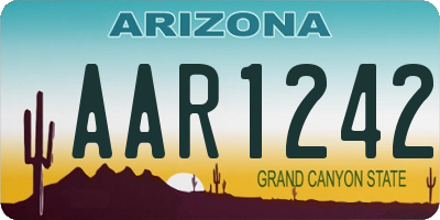 AZ license plate AAR1242
