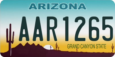 AZ license plate AAR1265