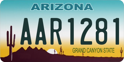 AZ license plate AAR1281