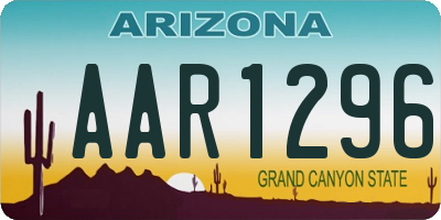 AZ license plate AAR1296