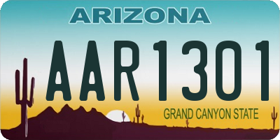 AZ license plate AAR1301