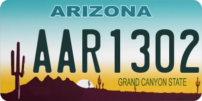AZ license plate AAR1302