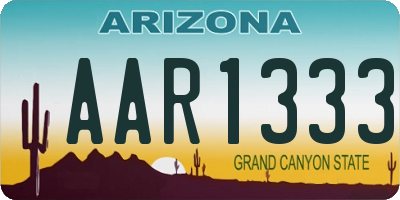 AZ license plate AAR1333