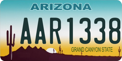 AZ license plate AAR1338