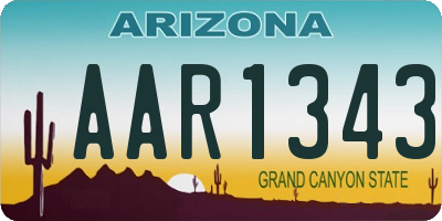 AZ license plate AAR1343