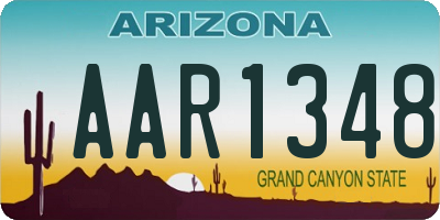 AZ license plate AAR1348