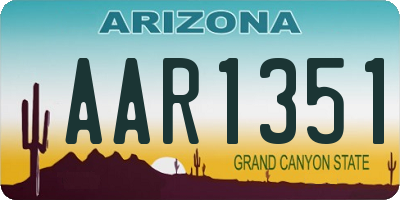 AZ license plate AAR1351